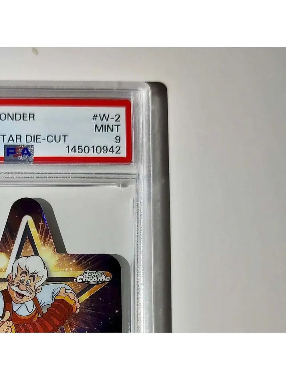 Geppetto 2025 Topps Chrome Disney #W-2 Wish Upon A Star Die Cut Pinocchio PSA 9